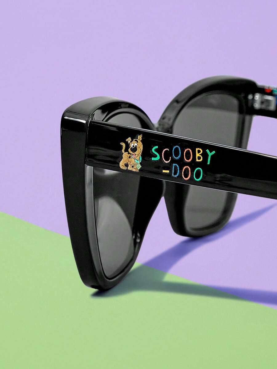 SCOOBY-DOO X SHEIN Black-Colored Cartoon Pattern Large Frame Fashionable Glasses - Black - View 1