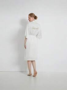 1 件女士春夏婚礼伴娘睡衣白色睡衣新娘礼服闺蜜派对刺绣浴袍新娘浴袍婚礼派对用品户外婚礼节日派对用品春季 - 白色 - 查看 6