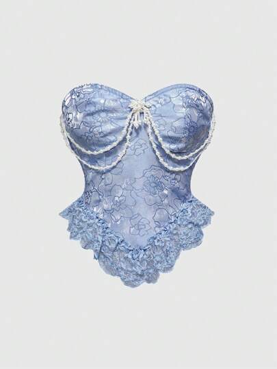 Kawaii Décoration de corsage en dentelle vintage, satin et faux perle pour femmes, style victorien royal, rose