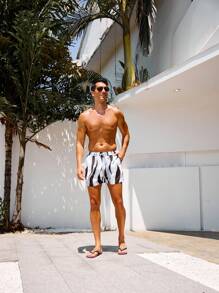 Manfinity VDAYZ Herren Farbblock bedruckte Urlaubs-Strandshorts, Lässig, Hawaii-Stil