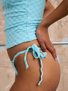 COUREZ Conjunto de bikini con top tipo camiseta sin mangas y Bottom con lazos. Traje de baño de verano para mujer, atuendos de vacaciones, playa de verano, estilo vintage Y2K - Púrpura malva - Ver 7