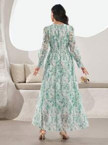 Modelyn 时尚浪漫花卉刺绣女士长裙 - 薄荷綠 - 查看 6