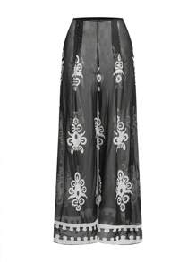 Swim Oasis Oasis Women 1-Piece/2 Pieces Ruffled Shoulder Positioned Print Swimsuit For Summer Beach Vacation - Black and White - View 7