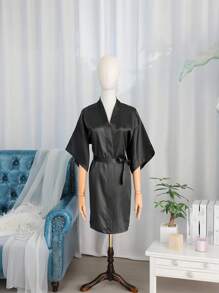 1 件女士春夏婚礼伴娘睡衣黑色睡衣，新娘礼服，闺蜜派对刺绣浴袍新娘浴袍婚礼派对用品户外婚礼节日派对用品，春季 - 黑色 - 查看 5