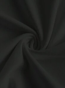 SHEIN Essnce Casual Simple Moon Pattern Drop Shoulder Long Sleeve Women T-Shirt - Black - View 3