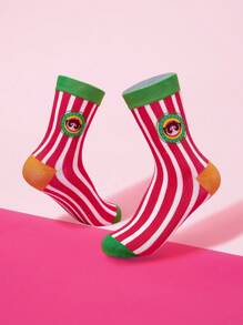 THE POWERPUFF GIRLS X SHEIN Colorful Little Policewoman Knee High Socks With Football Field Vibes - Mouldless - View 4