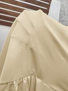 Camiseta de premamá ajustada con escote cruzado en V y drapeado - Beis - Ver 8