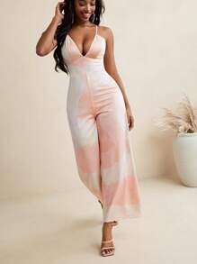 Israel Jasso Deep V Neck Print Straps Wide Leg Jumpsuit For Women Summer Holiday Outfit Elegant - Multicolor - View 3