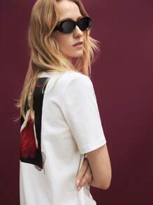 Marilyn Monroe X Maija 女士休闲图案印花宽松T恤，日常百搭 - 白色 - 查看 3