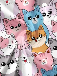 PopScrub Plus Size Colorful V-Neck Short Sleeve Dual Pocket Side Split Cute Cartoon Animal Head Print Nurse/Doctor Uniform Top Scrub Top, Health Check/Surgery Uniform Top, Pet Grooming Uniform Top Scrub Top, Nutritionist Work Wear, Lab Coat With Multi-Pockets, Functional Work Versatile Summer Top - Multicolor - View 7