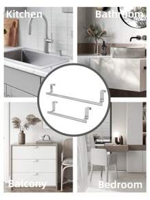 SHEIN Basic living 1 Pieza Estante De Toalla De Varilla Simple De Plata Para Colgar En La Puerta Del Gabinete Sin Perforaciones