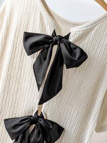 CosyJoli 大码拼色蝴蝶结短袖T恤，休闲夏季