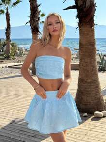 SHEIN EZwear Women Two Pieces Outfits For Daily Wear - Blue - View 4