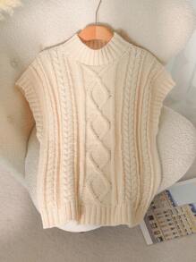 CosyJoli Plus Size Women Elegant French Cableknit Casual Chic Romantic Vacation Knit Tank Top