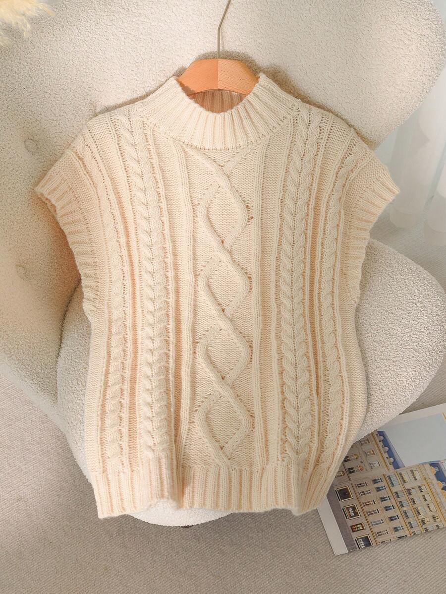 CosyJoli Plus Size Women Elegant French Cableknit Casual Chic Romantic Vacation Knit Tank Top