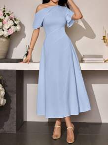 Modelyn Women Spring/Summer Casual Asymmetric Waisted Simple Dress