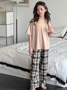 Dazy Kids 青少年女孩家居服套装 - 卡其色 - 查看 3