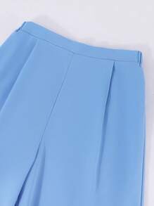 SHEIN Set de 2 piezas de top corto de tirantes de unicolor y pantalones rectos para chica adolescente, conjunto casual de verano