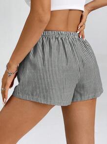 SHEIN PETITE Pantaloncini a righe vita bassa da donna per vacanze estive e spiaggia
