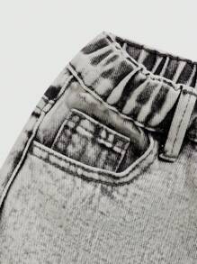 Tween Boy Casual Straight Leg Acid-Washed Pants - Light Grey - View 8