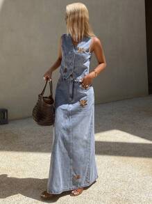 DAZY 适合毕业女士的新款夏季休闲牛仔装 - 藍色 - 查看 4