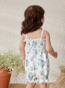 Blossori Pelele sin mangas con estampado floral azul de estilo campestre para bebé niña - Multicolor - Ver 2