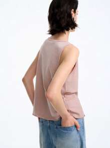 SHEIN Clasi Aprikot-farbenes minimalistisches High-End Frauen Ärmelloses Top, strukturierter Stoff