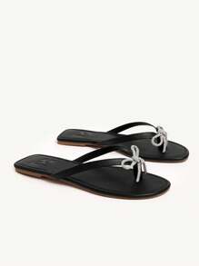 CUCCOO CHICEST Women's Outdoor Casual Fashion Versatile Black PU Flat Flip Flops, Leisure Holiday Beach Slippers