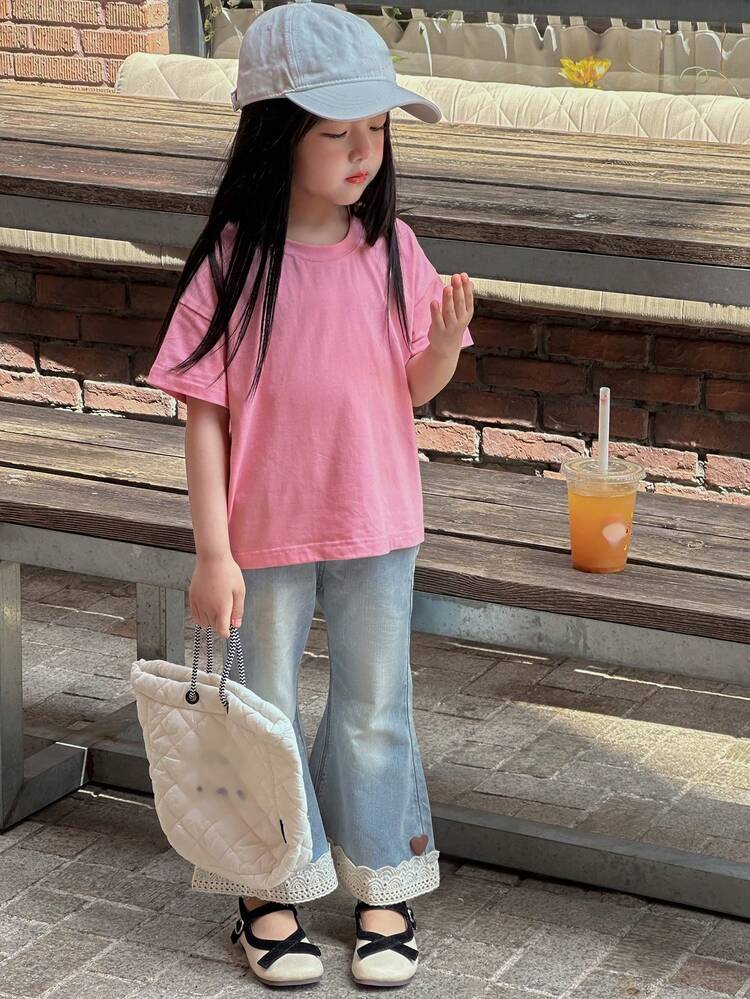Girls Lace Patchwork Flare Jeans,Fall Clothes