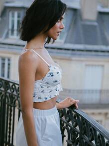 lacRébo Mignon Bralet à Broderie Floral Angalise d'Été à Fermeture Avant