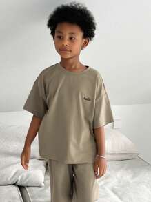 DAZY Tween Boys Raglan T-Shirt & Pants Pajama Set - Army Green - View 5