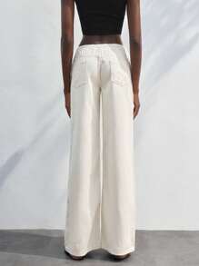 Maija Women's Loose Fit Low-Rise Wide Leg Jeans, Going Out,Autumn Outfits For Women - Apricot - View 3