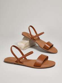 SHUZIA 女士简约露跟凉鞋，优雅紫色平底凉鞋夏季鞋春季鞋春假复活节母亲节礼物