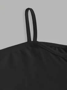 SHEIN Essnce 女式黑色休闲吉他和天使设计落肩长袖 T 恤