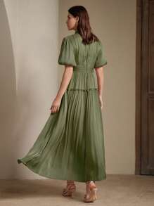 Anewsta 女式长款荷叶边连衣裙，夏季优雅设计百搭优雅连衣裙，适合节日、假日