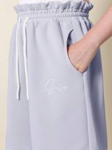 SUMWON Pantaloncini da allenamento in stile athleisure, vita a sacchetto, con coulisse, comodi e traspiranti, adatti per l'estate e l'attività fisica - Viola - Visualizzare 7