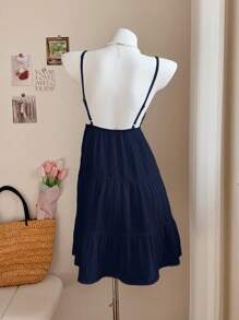 Comfortcana Vestido informal mini azul marino para mujer, de verano