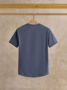 Manfinity VCAY Men Letter Patched Detail Tee, Summer - Dusty Blue - View 3