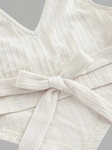 SHEIN MOD Women's Solid V-Neck Fitted Hem Cami Top, Bohemian Top - Apricot - View 4