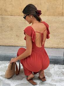 SHEIN Frenchy جمبسوت سيدات ذات لون أحادي عادية