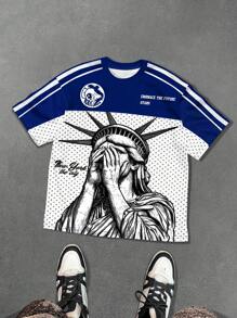 PAVTROS Áo thun nam cổ tròn tay ngắn in họa tiết chấm bi và chân dung, phù hợp cho mùa hè - Nhiều màu - Xem 5