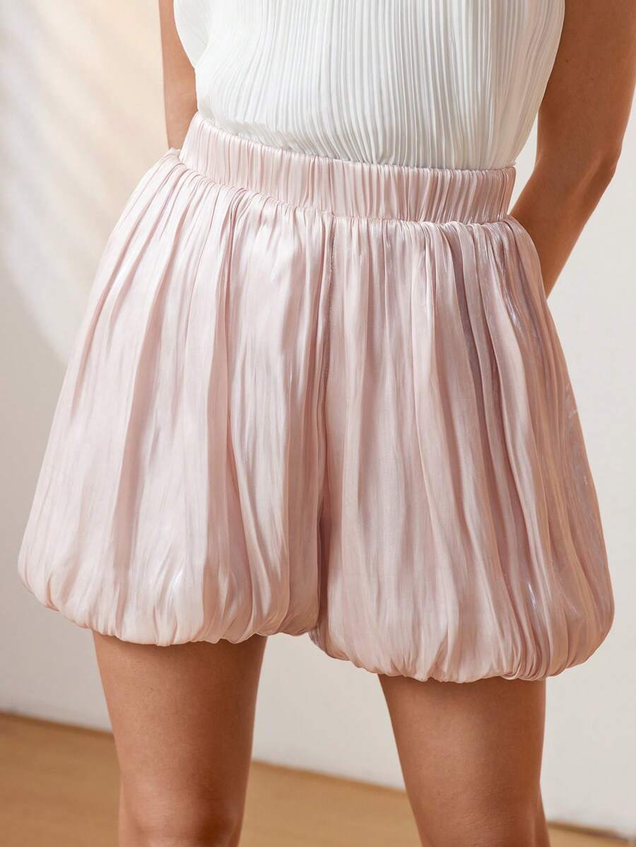 Chiquease Women's Casual Elastic Waist Flower Bud Shorts, In Pink - Pink - View 1