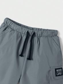SHEIN Pantalones cortos tipo cargo multicolor para niños, paquete múltiple, casuales, para la escuela, cómodos, de moda, minimalistas, versátiles, de tela suave adecuados para el uso diario, la escuela, al aire libre, primavera/verano - Multicolor - Ver 5