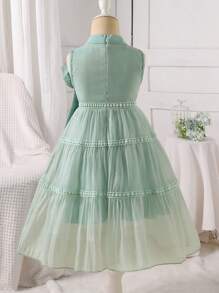 Elladie kids Young Girls Princess Style Mesh Butterfly 3D Decor Mid-Length Elegant Dress - Green - View 2