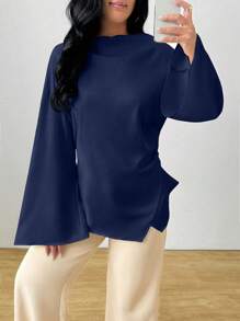 INAWLY Women's Elegant Commuting Mid-East Style Shirt For Daily Wear Fall Cloth For Women - Dusty Blue - View 5