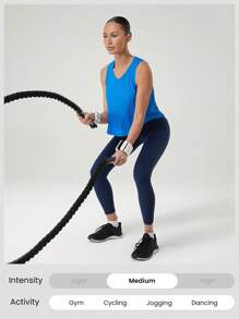 GLOWMODE 凉爽触感速干粘合下摆反光条跑步运动背心，中等强度跑步、慢跑训练、健身房锻炼 - Blue Power - 查看 7