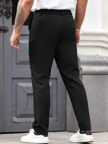 Manfinity Homme Men's Solid Color Fold Pleated Pocket Commuter Pants Comfortable To Wear And Suitable For Going Out - Black - View 2