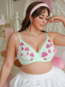 PetitDoll 1 件大码网眼绣花钢圈透视文胸