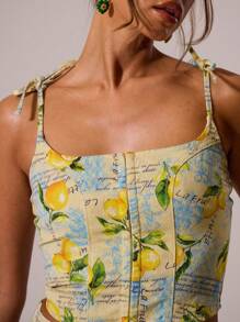 MUSERA Áo corset denim in họa tiết trái cây, có móc cài, chỉ dành cho mùa hè, dễ thương, đi nghỉ mát, lễ hội, gợi cảm, thanh lịch, phong cách Ibiza, buổi hòa nhạc, Nashville, hẹn hò, mùa thu, sang trọng, mùa xuân. - Nhiều màu - Xem 5