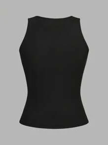 SHEIN EZwear 2pcs Women Plus Size Casual Solid Color Round Neck Tank Tops, Suitable For Summer Holiday , Basic Tops Back To School - Multicolor - View 4